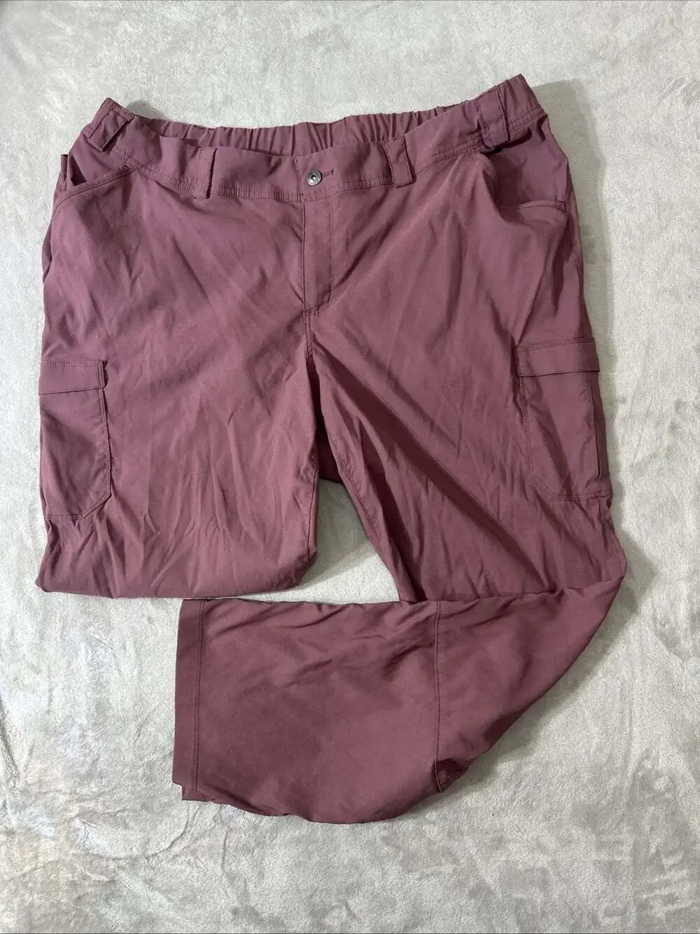 Duluth Trading Womens 22W x 31 Mauve Nylon Stretch Cargo Hiking Pants